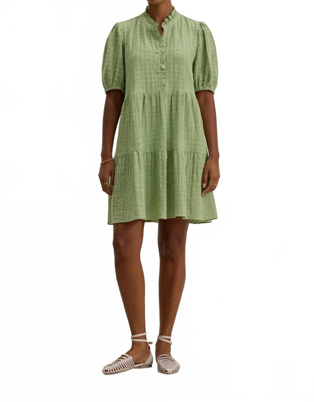 NEW VELVET BY GRAHAM & SPENCER textured gauze hilson dress in green